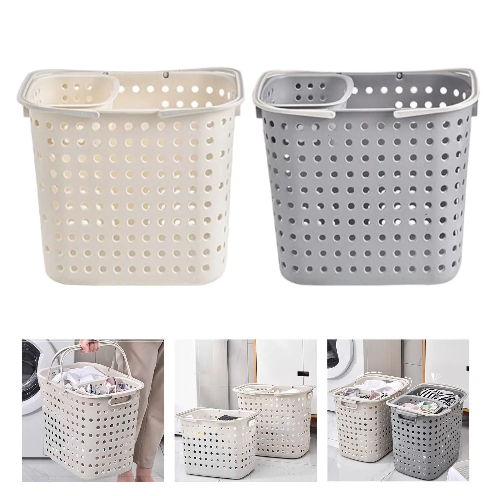 

Laundry Hamper Dirty Clothes Storage Basket Portable for Living Room Multifunctional Ventilated 41x30x36cm Sundries Organizer