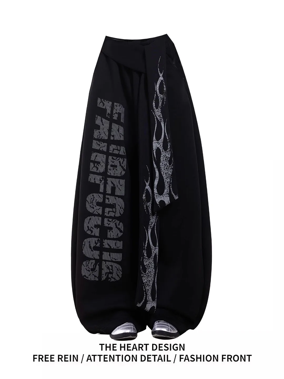

American Retro Letter Flame Sash Curved Knife Pants Women's Autumn Loose Straight Wide Leg Casual Pants Street Style Cotton P...