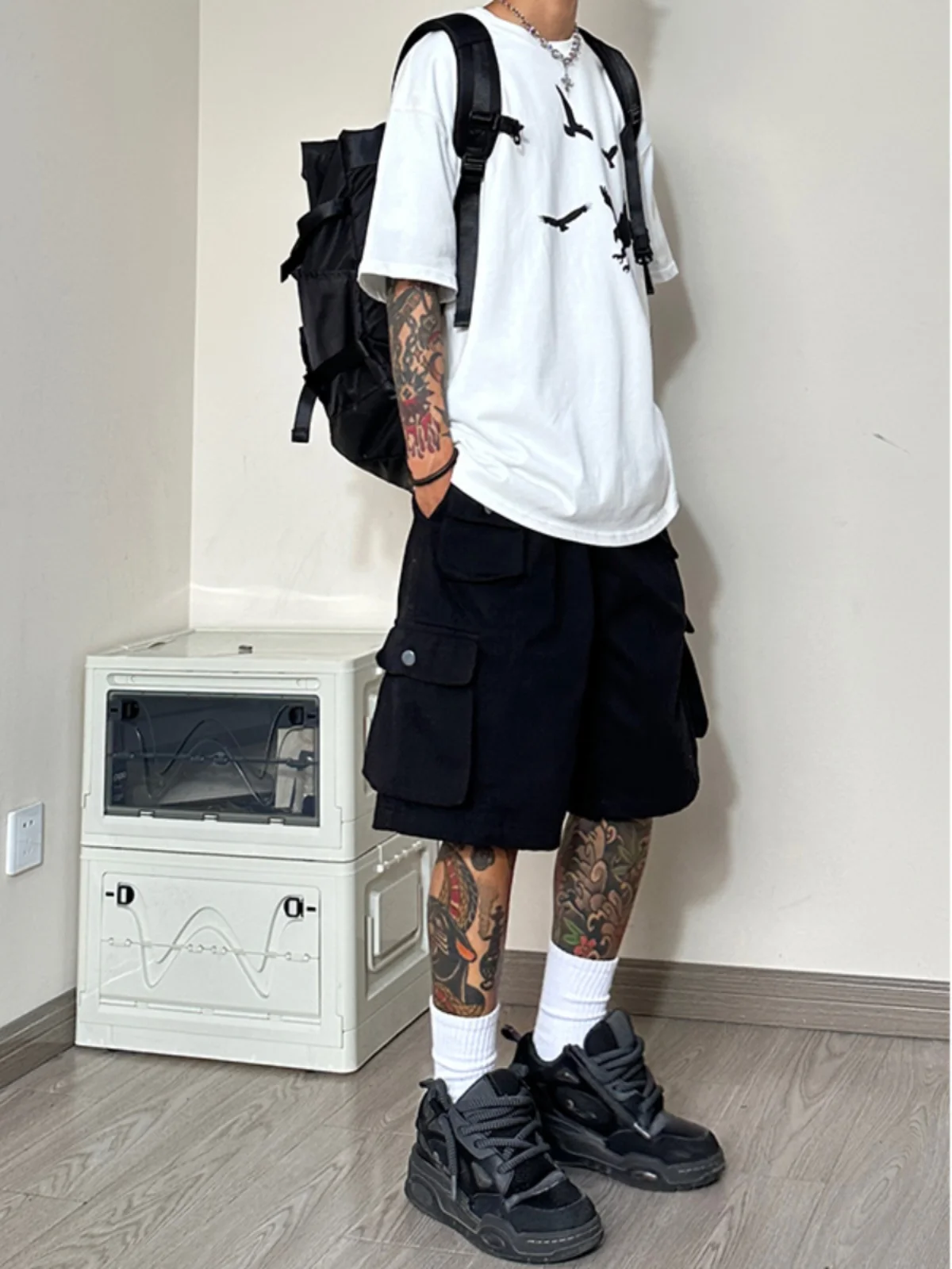 

Мужские модные повседневные брюки-капри Bla American Workwear в стиле ретро, красные, свободного кроя, функциональные