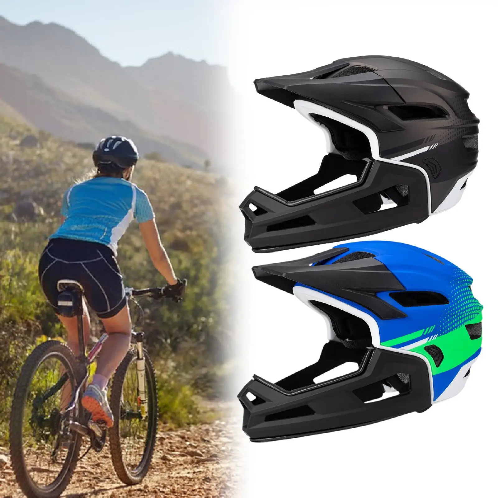 

Велосипедный шлем, регулируемый со съемной подбородок, анфас, велосипедный шлем