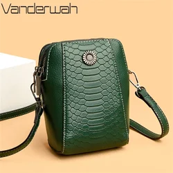 Women's Cell Phone Bag Retro Leather Shoulder Messenger Coin Purse Luxury Designer Female Casual Crossbody Small Bag Sac A Mian