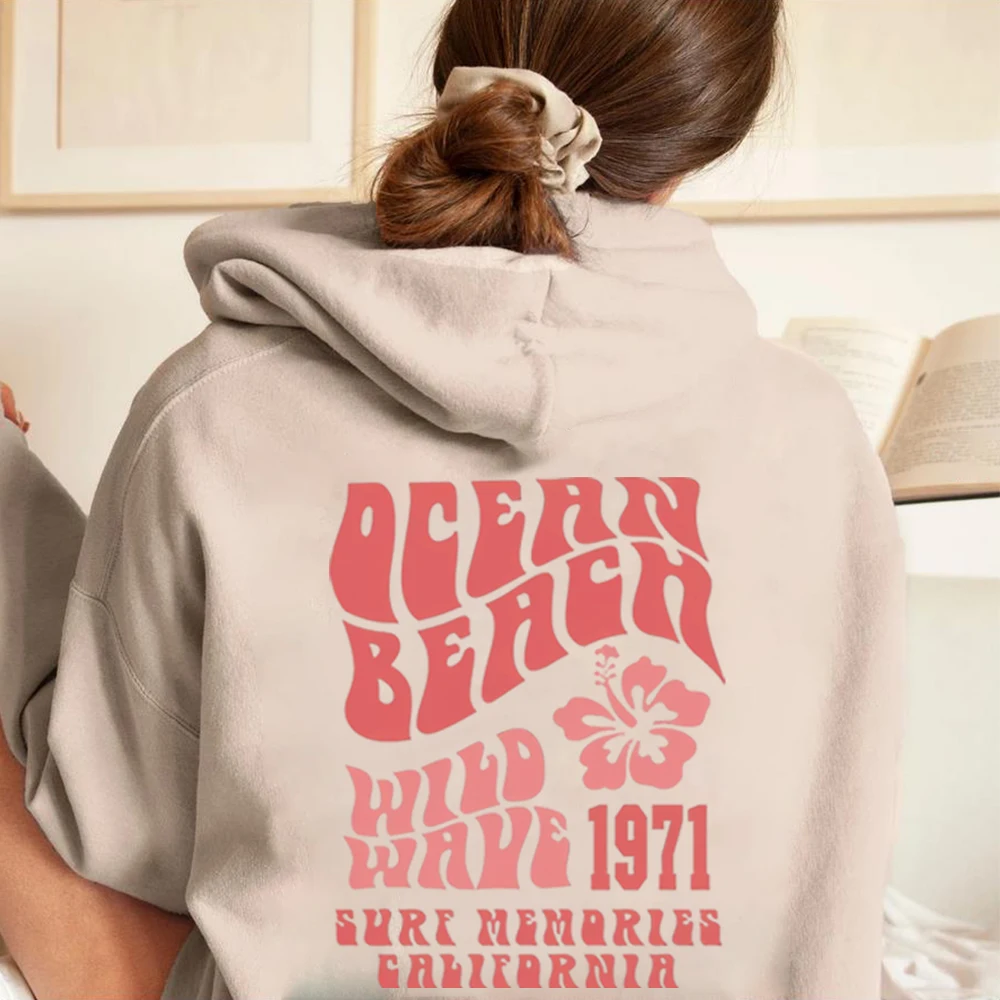 Ocean Beach Hooded Women Sweatshirts Harajuku Autumn Winter Warm Plus Size Hoodie Comfortable Female Casual Fashion Streetwear