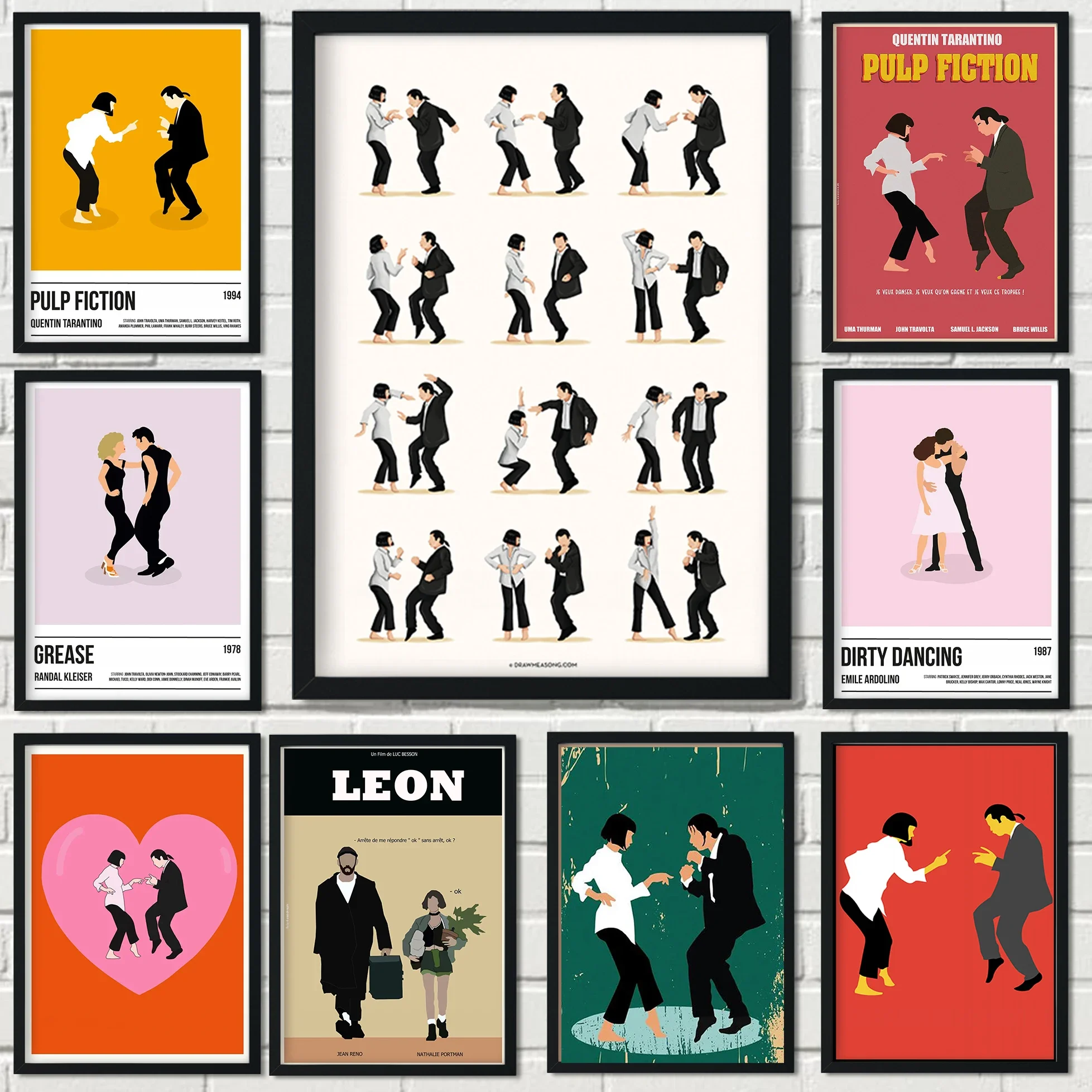 Pulp Fiction Movie Decoration Mural Poster Mia Dirty Dancing Grease Canvas Painting For Living Room Decor Nordic Wall Art Gifts