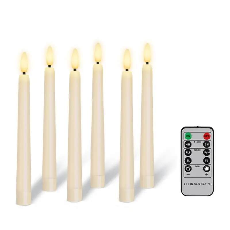 

Remote controlled Flickering LED Taper Candle light Battery Operated 4h/6h timer 3D flame Wedding Home Party Lighting Decoration