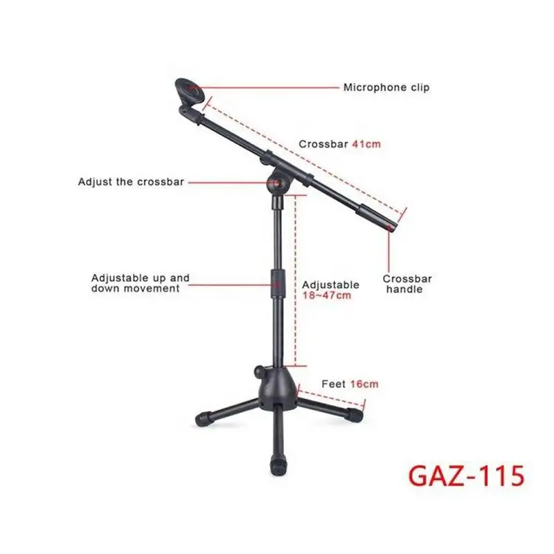 Microphone Stand Mic Stand Holder Portable Foldable Angle Adjustable Tripod With Mic Clip Holder Adjustable Desktop Microphone