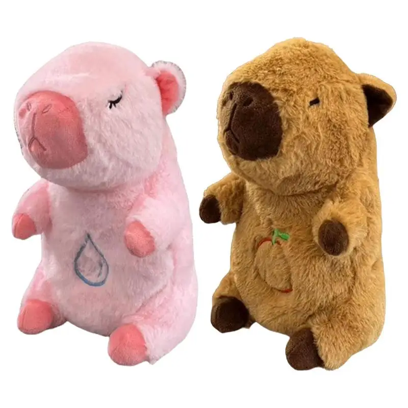 Sleeping Plush Breathing Stuffed Capybara Toy Realistic Interactive Plush Toy Lights & Rhythmic Breathing Motion Bedtime Soother