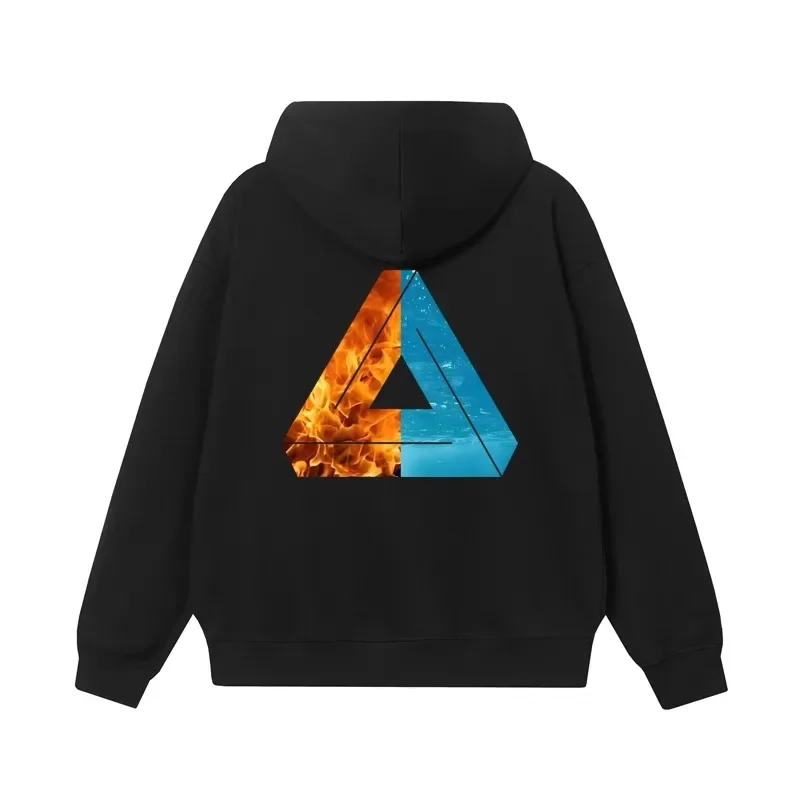 

DESIER CFZY Trendy Triangle Print Hoodie Sweatshirt Unisex Loose Thin Top Water And Fire Unison Fashion Statement Streetwear