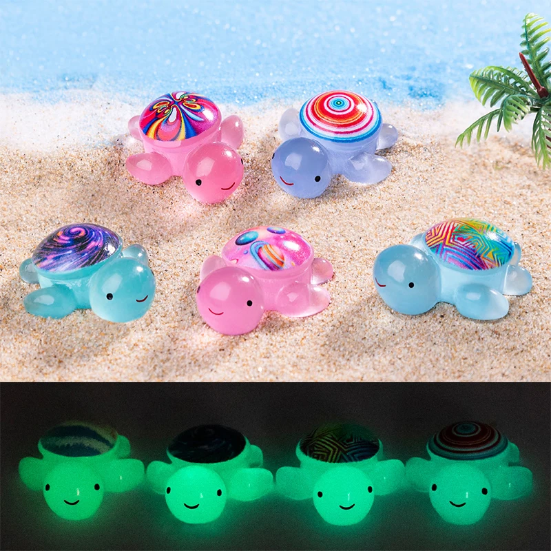 

7pcs Mini Luminous Turtle Resin Crafts Starry Sky Turtle Figurines Micro Landscape Home Decor Fairy Garden Fish Tank Ornaments