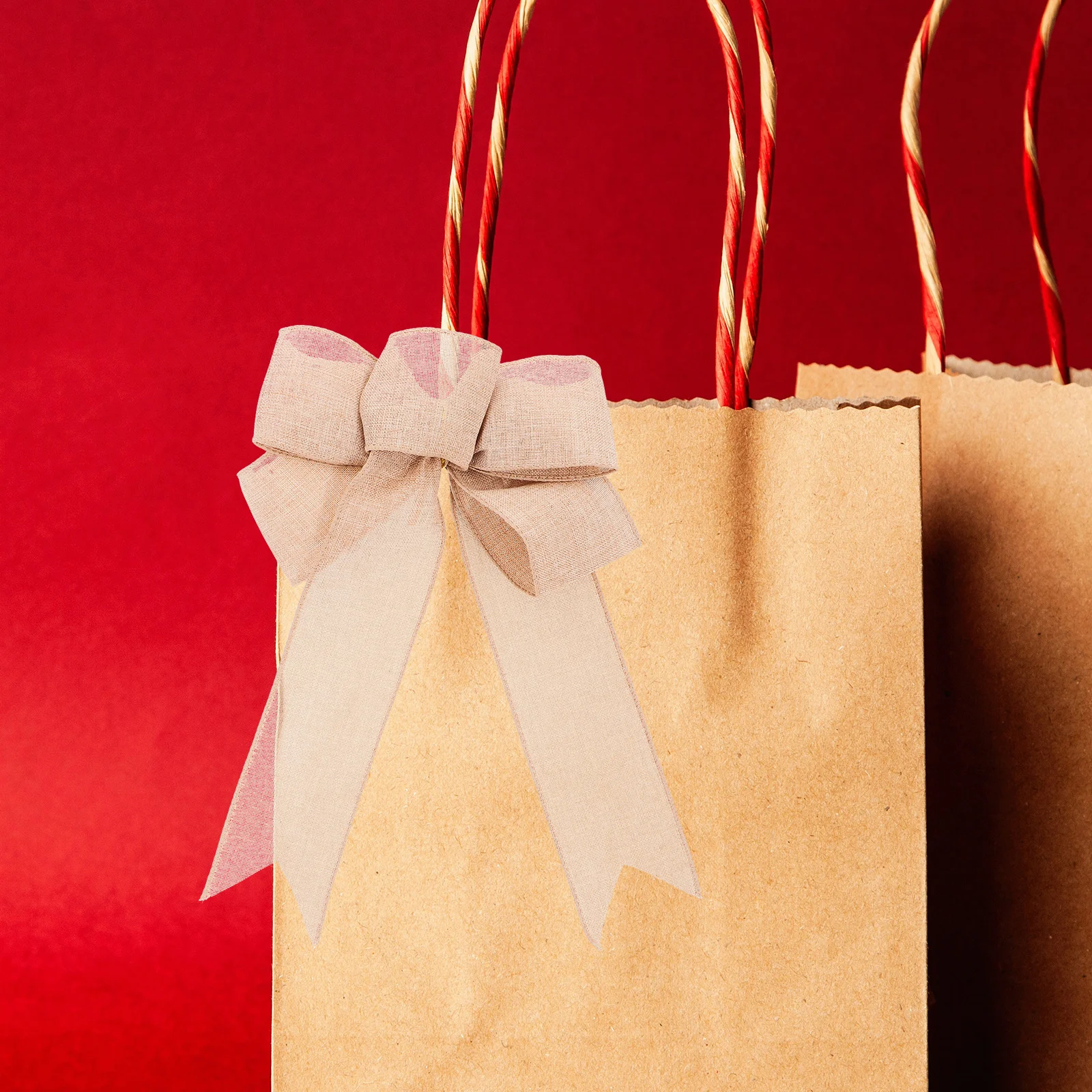 

4Pcs Large Butterfly Knot Gift Wrapping Bows DIY Linen Ribbon for Present Decoration Rustic Festive Bowknot Ornament Christmas