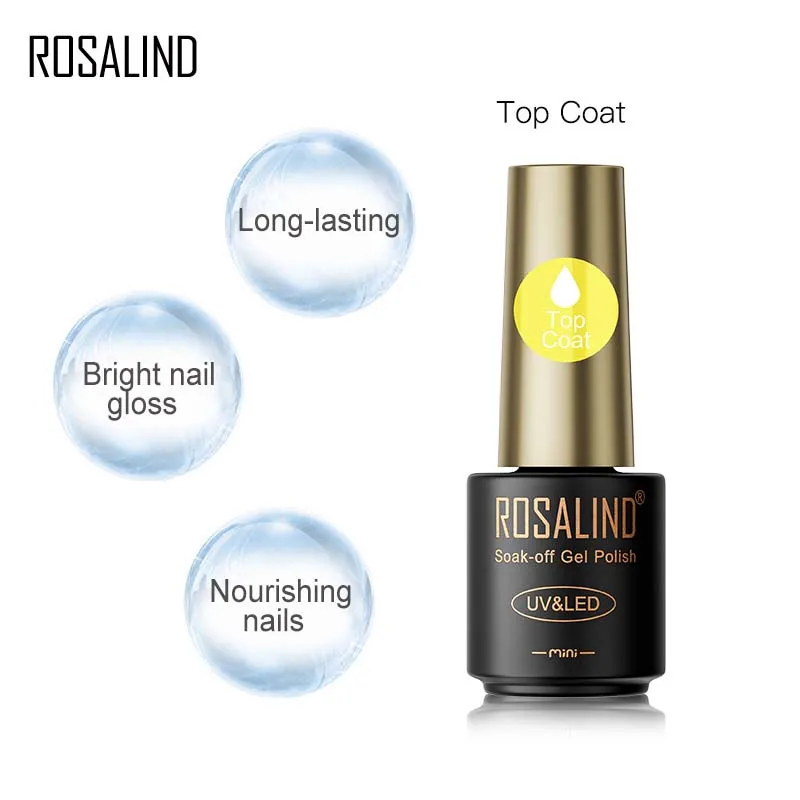 ROSALIND bottiglia di plastica smalto Gel per unghie Base Top Gel per Nail Art fondotinta semipermanente UV LED Gel vernice No wipe