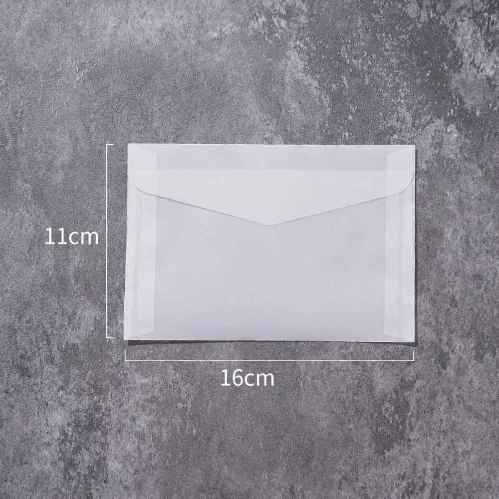 50Pcs/Pack Semi-Transparent Vellum Paper Envelopes Simple Flat Shape Matte Frosted Envelopes Translucent Matte Frosted