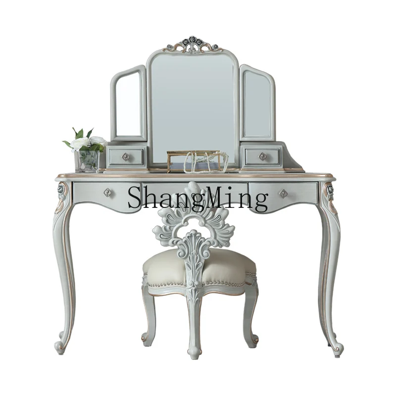 

CL Light Luxury Modern Solid Wood Dressing Table Bedroom Small Makeup Table Storage Cabinet Integrated