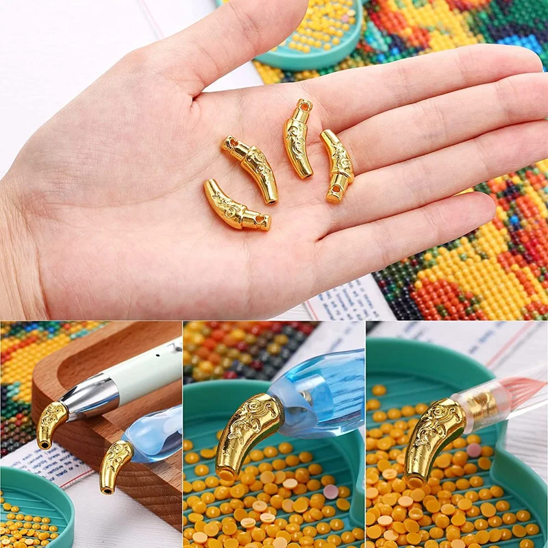 12 Uds. Puntas de bolígrafo para pintura de diamante, pinceles de diamante, cabezales de bolígrafo de repuesto, herramientas de arte de pintura de diamante de Metal