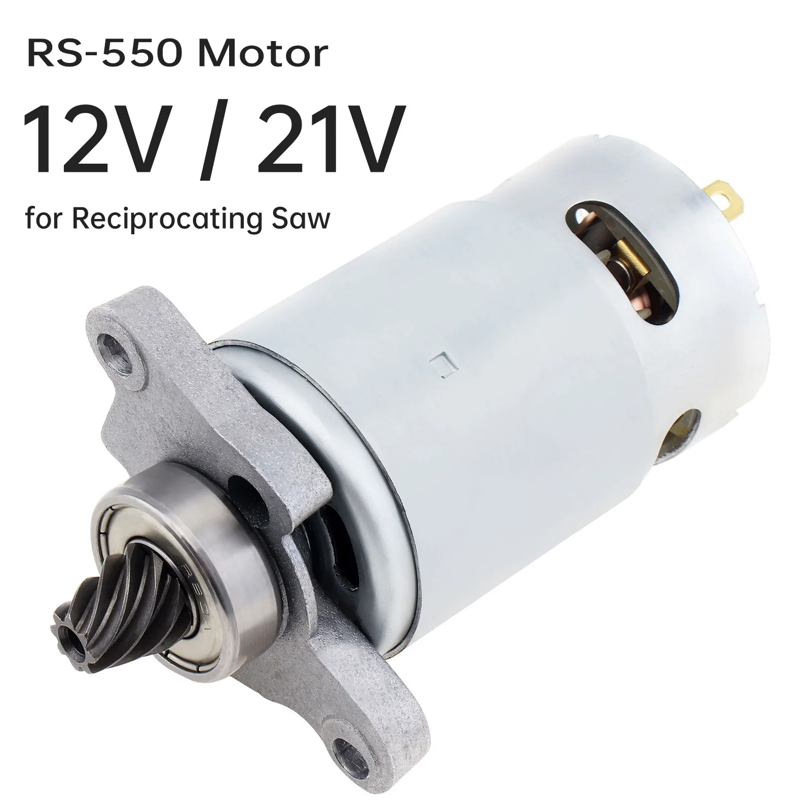 8 Teeth RS550 DC Motor 12V/21V Reciprocating Saw Motor for Electric Saber Saw / Handheld Cutting with Conical Teeth Gear