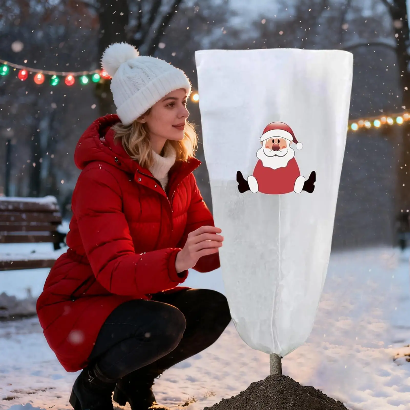 Plant Covers Freeze Protection 2 Pieces Non-woven Christmas Trunk Wrap Thickened Plant Guard For Outdoor Fence Garden Farm