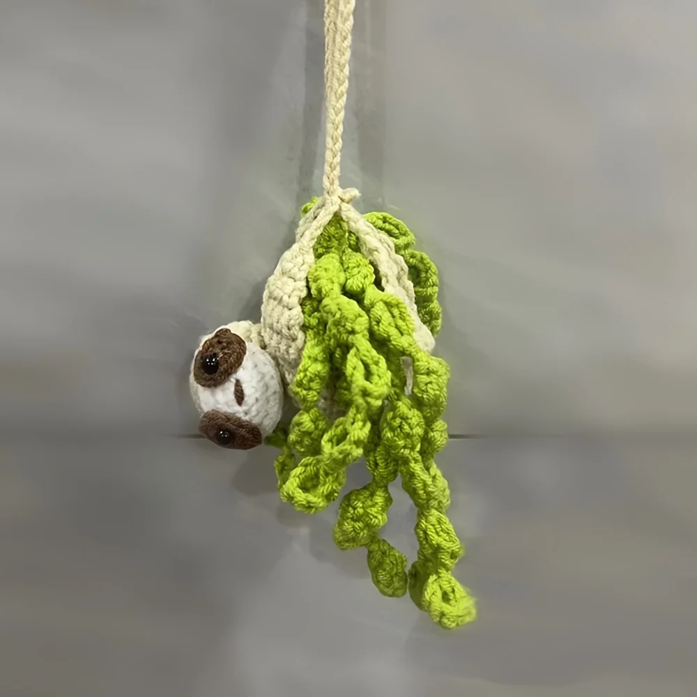 Car Hangings Cartoon Cute Sloth Car Sloth Crochet Sloth Car Holder Rear View Mirror Ornament Automotive Interior Decoration