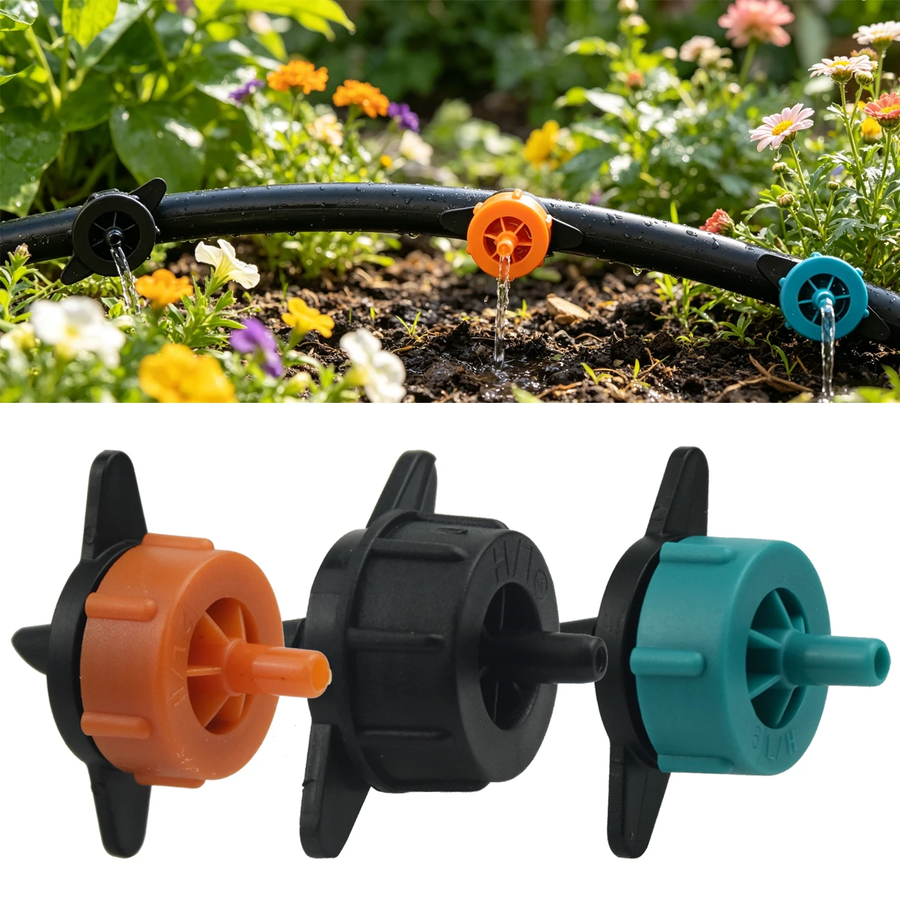 200pcs 2L 4L 8L/H Pressure Compensating Drip Irrigation Emitter Dripper Sprinkler Spayer Garden Watering for 4/7mm 16 20mm Hose