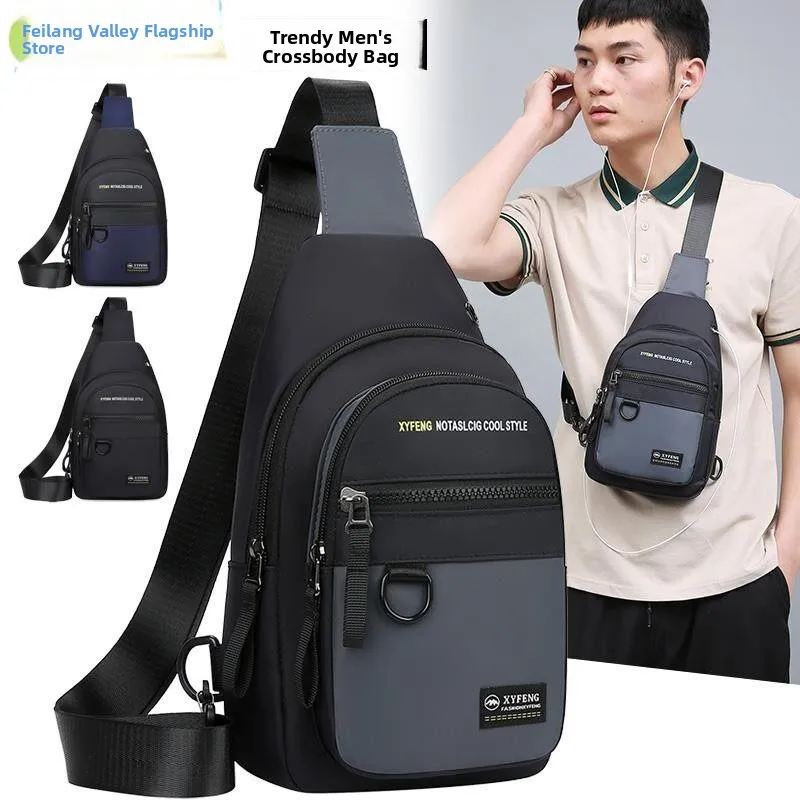 

Korean Style Large Capacity Men's Chest Bag New Oxford Cloth Waterproof Single Shoulder Slant Cross Bag Multi-Function Casual...
