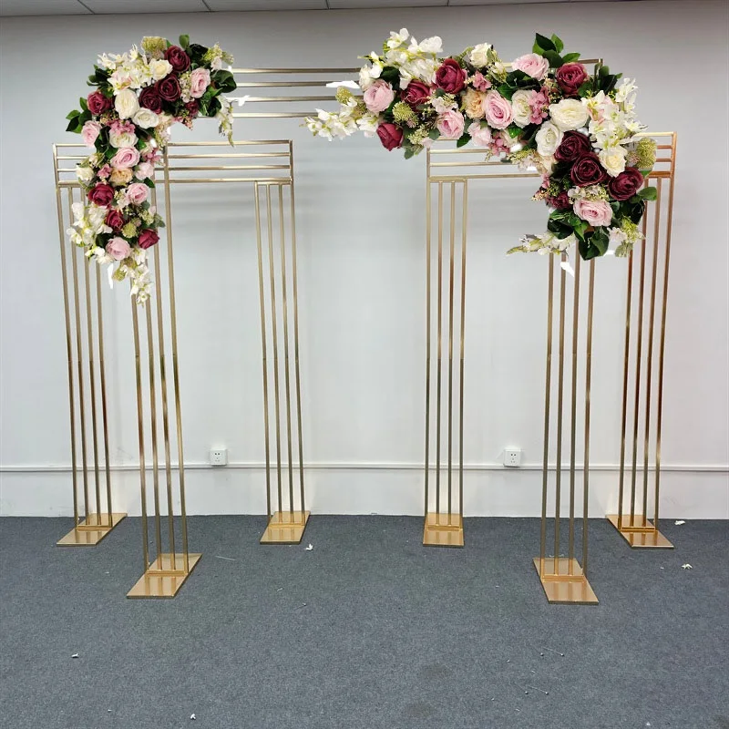 Imagem -03 - Brilhante Tela Quadrada Banhado a Ouro Prateleira de Contexto Arco do Casamento Geometria Flor Porta Stand Artificial Floral Decoração Frame pc 3