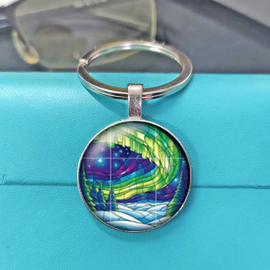 Hot Selling Aurora Northern Lights Stained Glass Keychain, Multipurpose Charm For Bags, Car Keys, Travel Gifts, Home Decor