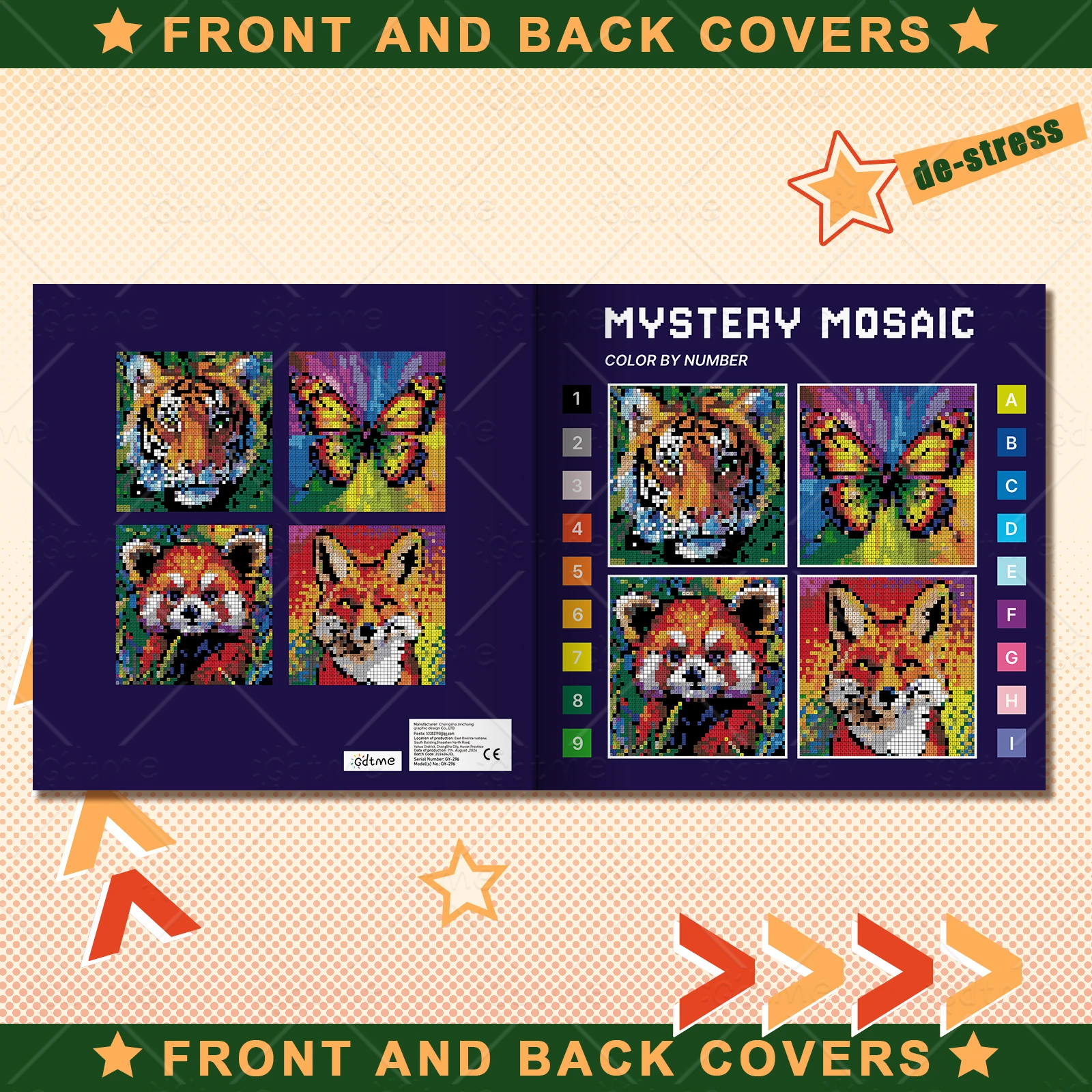 Lustiges Mystery Mosaike Pixel Tier Malbuch Entspannung Handgezeichnetes Buch Bunte Graffiti DIY Num Malerei Zeichenbücher – Detail 3