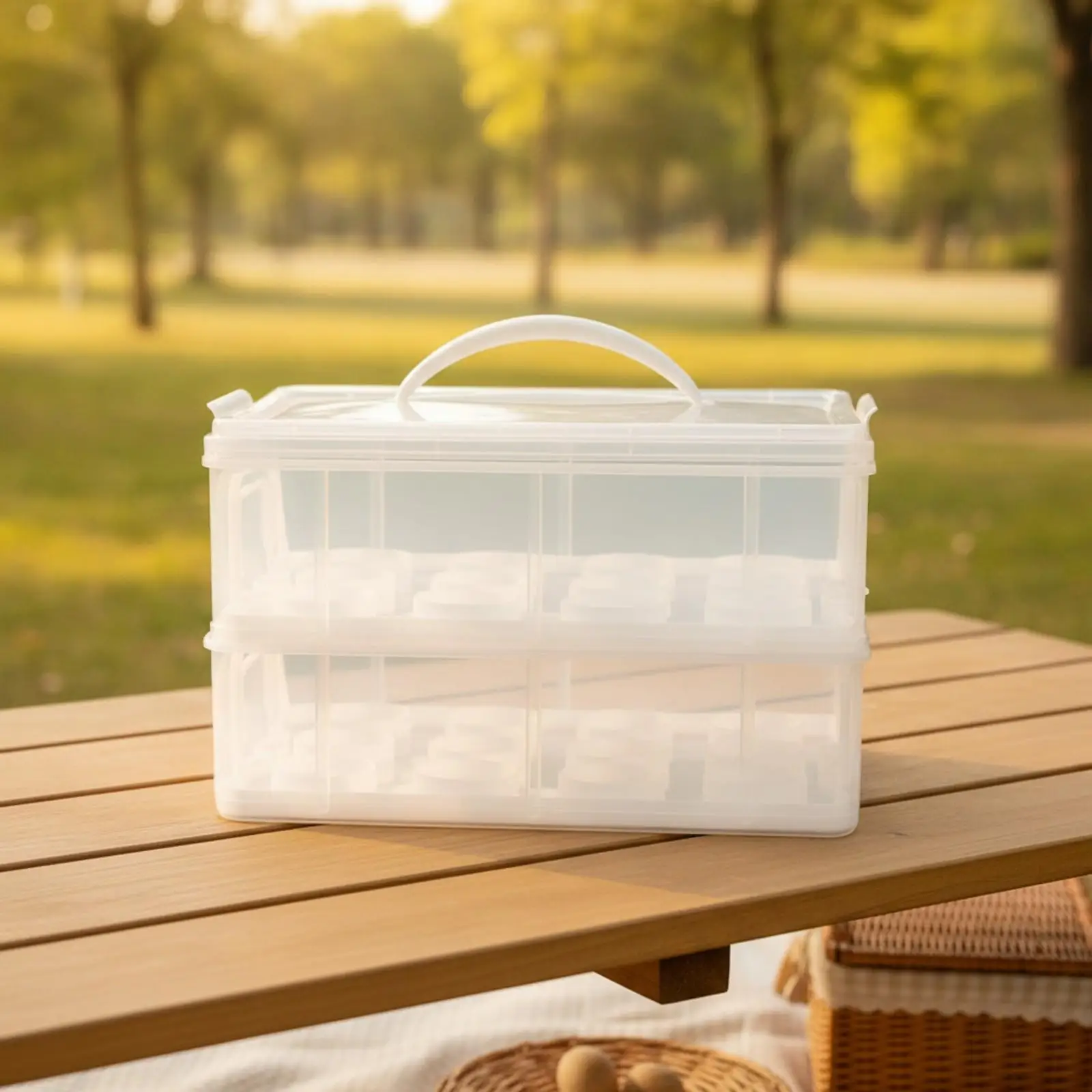 Cupcake Tote Transparent Container with Locking Clips for Muffins and Egg Tarts Compact Size for Picnics