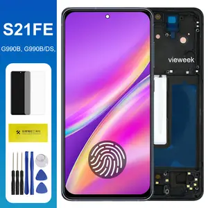 Bilashmart S21FE AMOLED Display Screen with Frame Replacement Samsung Galaxy S21 FE 5G G990B G990E LCD Display Touch Screen Digitizer