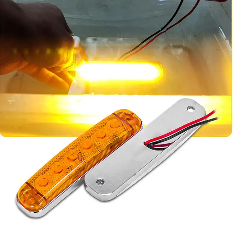 2Pcs 12V 24V Turn Signal Indicator Lamp: 6LED Car External Side Marker Trailer Rear Warning