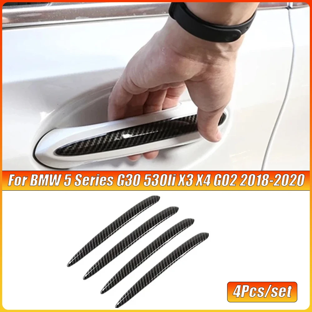 4-teiliges Set ABS Autotürgriff-Zierleisten Carbon-Optik für BMW 5er G30 530li X3 X4 G02 2018-2020 Außenteile