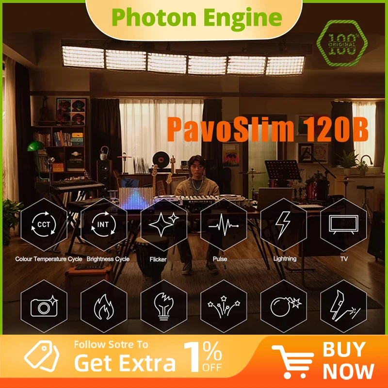 Nanlite PavoSlim 120B Bi-color Panel Light 2700k-6500k 150W Photography Fill Light Built-in Light Effext control with App