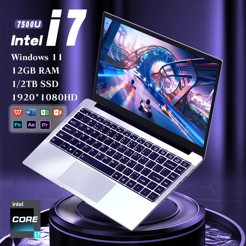 Imagem -01 - Computador Portátil Windows 11 Intel Core i7 7500u 2024 Notebook pc Gamer 12gb Ram 1tb Ssd 1920*1080 Resolução Computador de Escritório Novo
