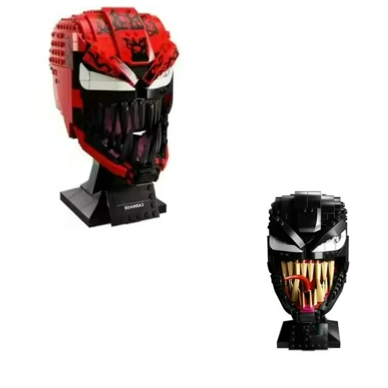 

Горячие игрушки MARVEL, супергерои, Мстители, строительные блоки, кирпич, гвоздика, MOC, совместимый с дома, 7697, модель шлема Venom 76187, подарки для детей