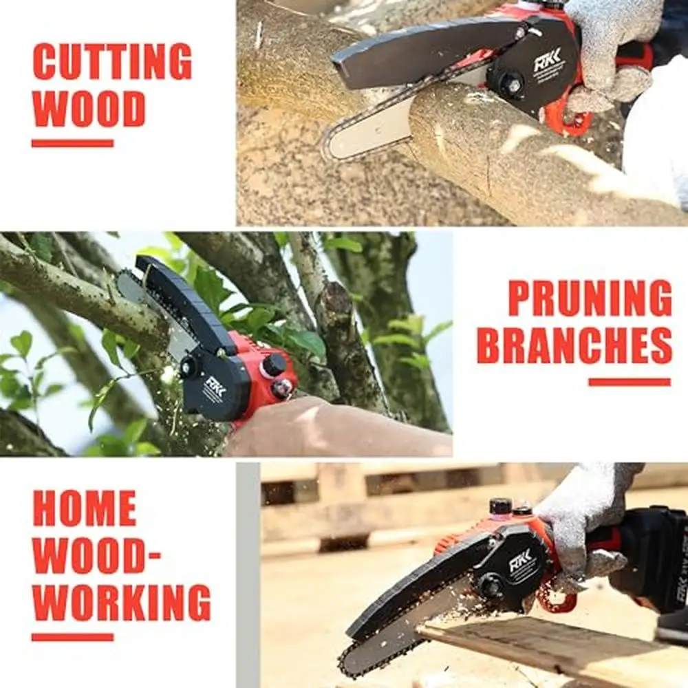 Cordless Mini Chainsaw 6 Inch 8 Inch Portable Electric Chain Saw Handheld Pruning Shears Gardening Tool Kit with Big Batteries