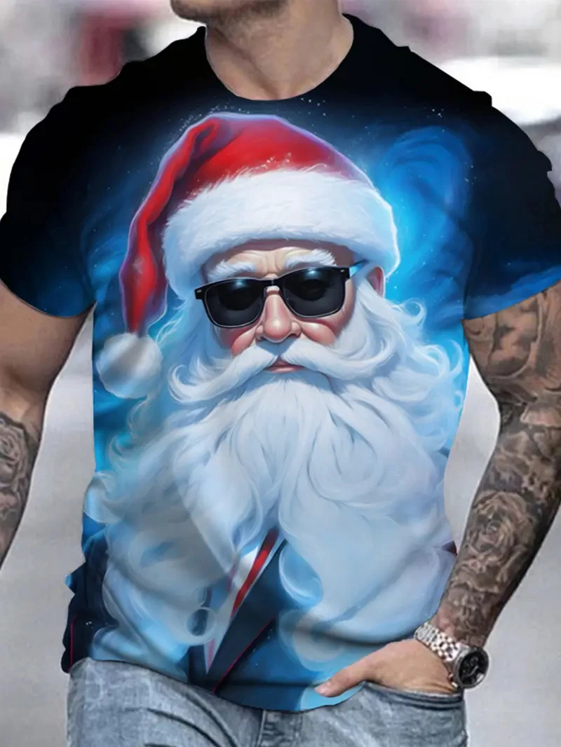 2026 Merry Christmas Santa Claus 3D Print Men Anime T Shirt Fashion Casual Manga Short Sleeve Xmsa Children Unisex Tee Y2k Tops