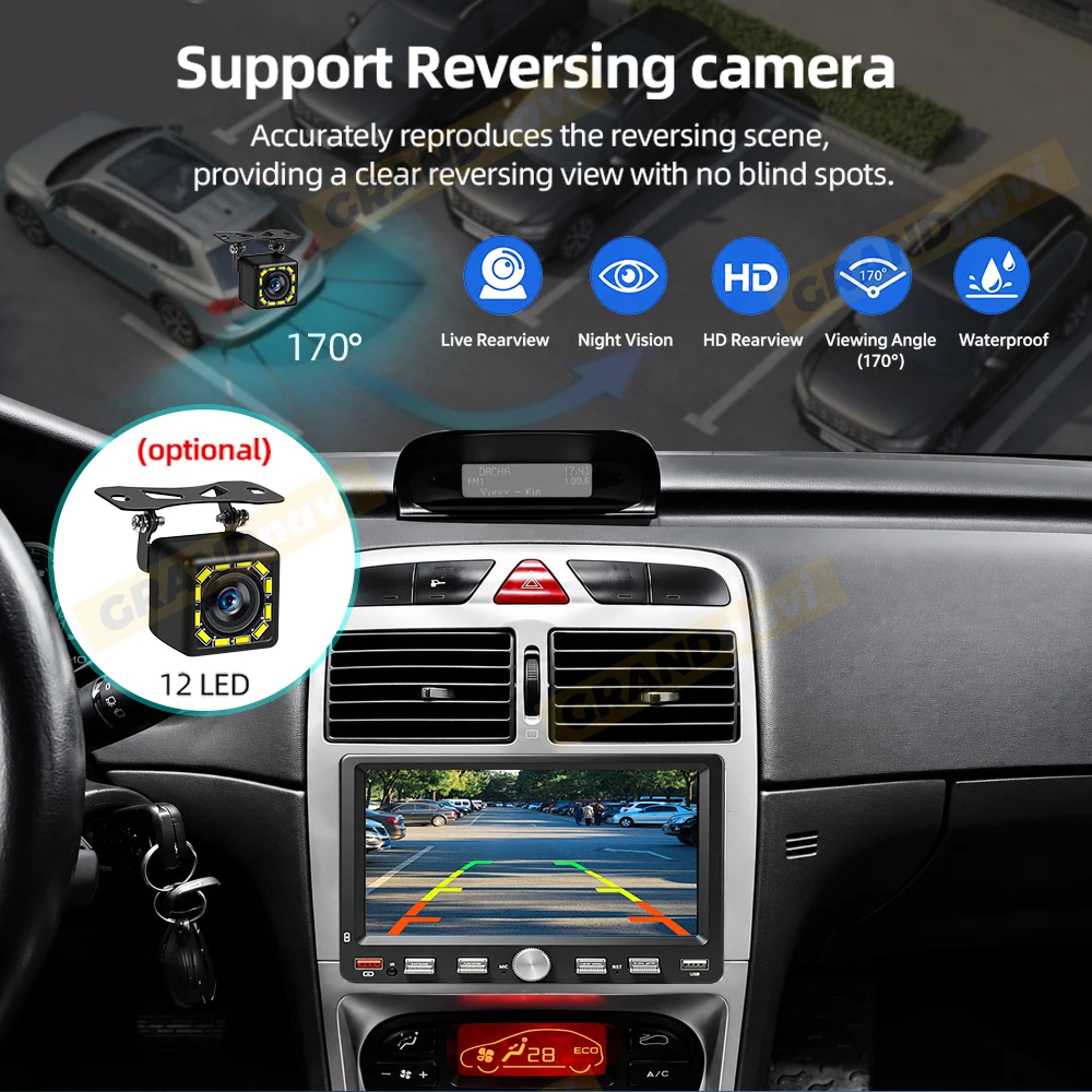Einstellbarer Bildschirm 1Din MP5 Kabelloses Carplay Android Auto Autoradio FM EQ Mirror Link Universelles Auto-Audio-Multimedia-Player – Detail 14