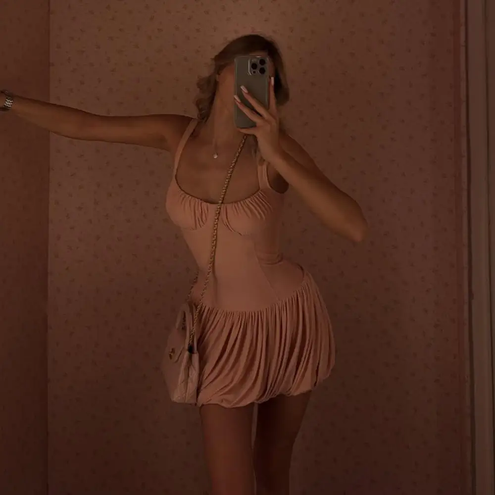 Gonna ort sexy senza spalline a trapezio Dr Pure Color pieghettata con cuciture in vita senza Sve k Sle a vita alta estiva Dr