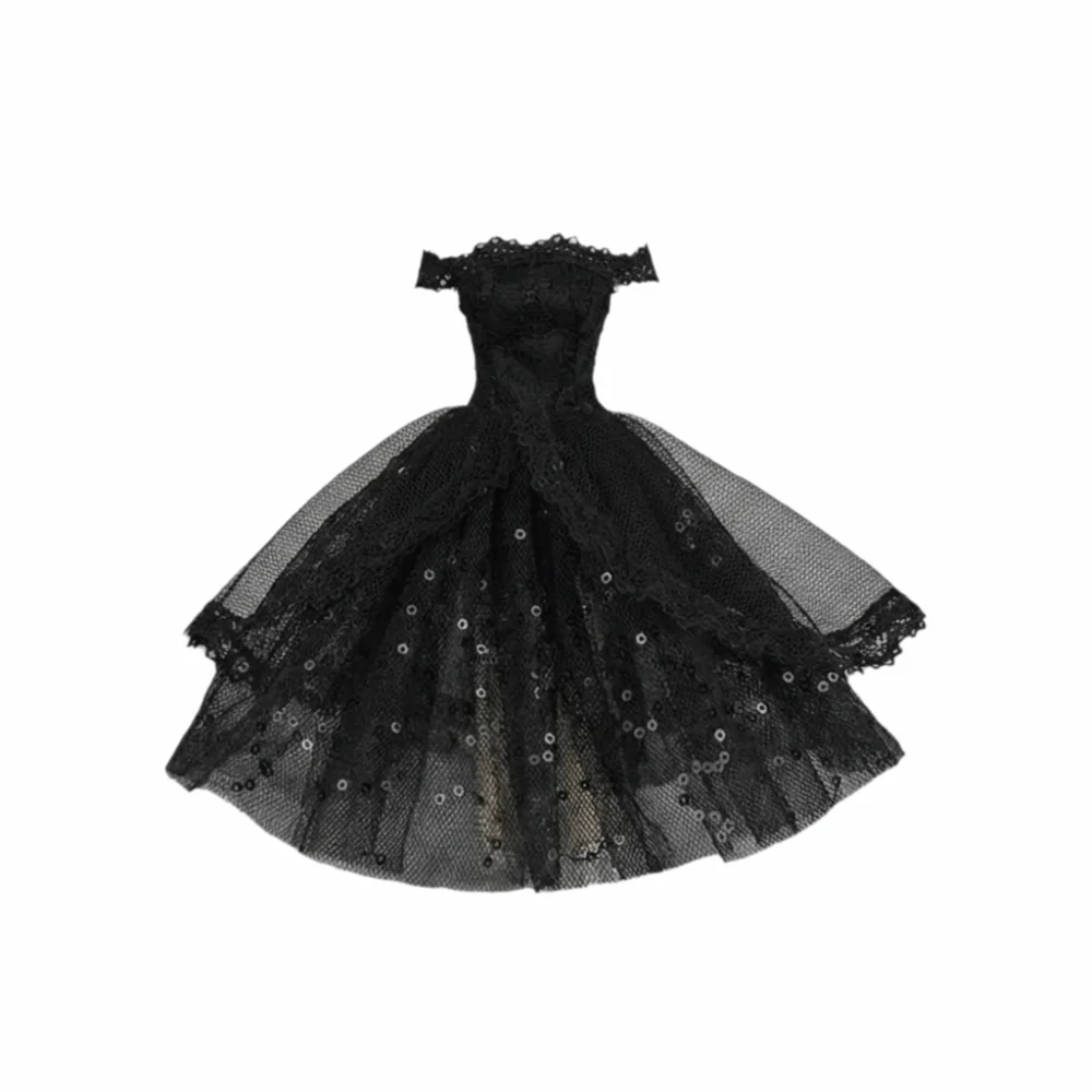 Exquisite Black Dotted Black Princess Dress Lace Tutu Multilayer Doll Clothes Mini Dolls Party Dress Dolls