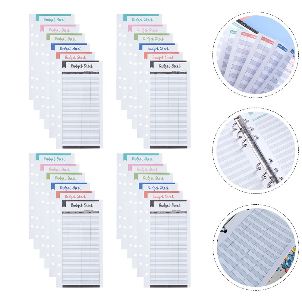 24 قطعة أوراق الميزانية فضفاضة أوراق المحمولة تتبع النفقات بطاقات الإبداعية النقدية الموثق الملء للنزهة رحلة القيادة الذاتية يوميا