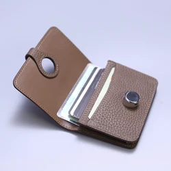 Monedero de cuero genuino Unisex, diseño de lujo, marca famosa, billetera cuadrada con broche, tarjeteros de moda, monederos pequeños para mujer