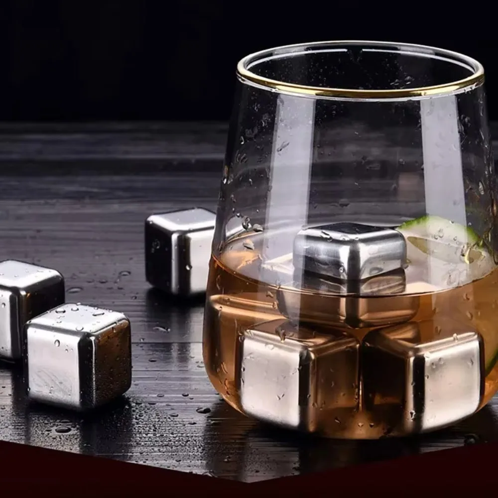 4/6/8 Pcs Stainless Steel Ice Cubes Set Reusable Chilling Stones for Whiskey Wine Cooling Cube Chilling Rock Party Bar Tool - view 4