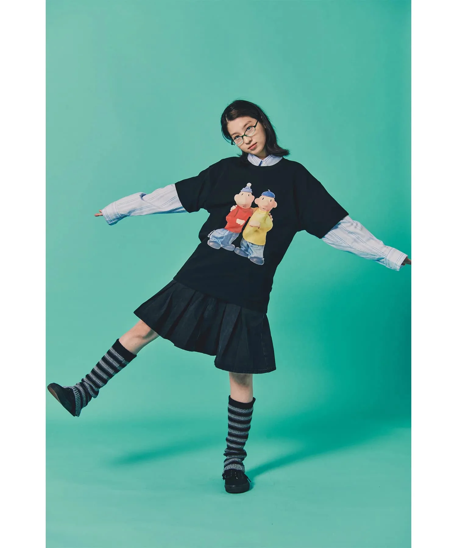 Fun Cartoon Character Print Pattern T-shirt Fashion Trend Short Sleeve Crew Neck Harajuku Kawaii T-shirt Women's Y2K Clothing