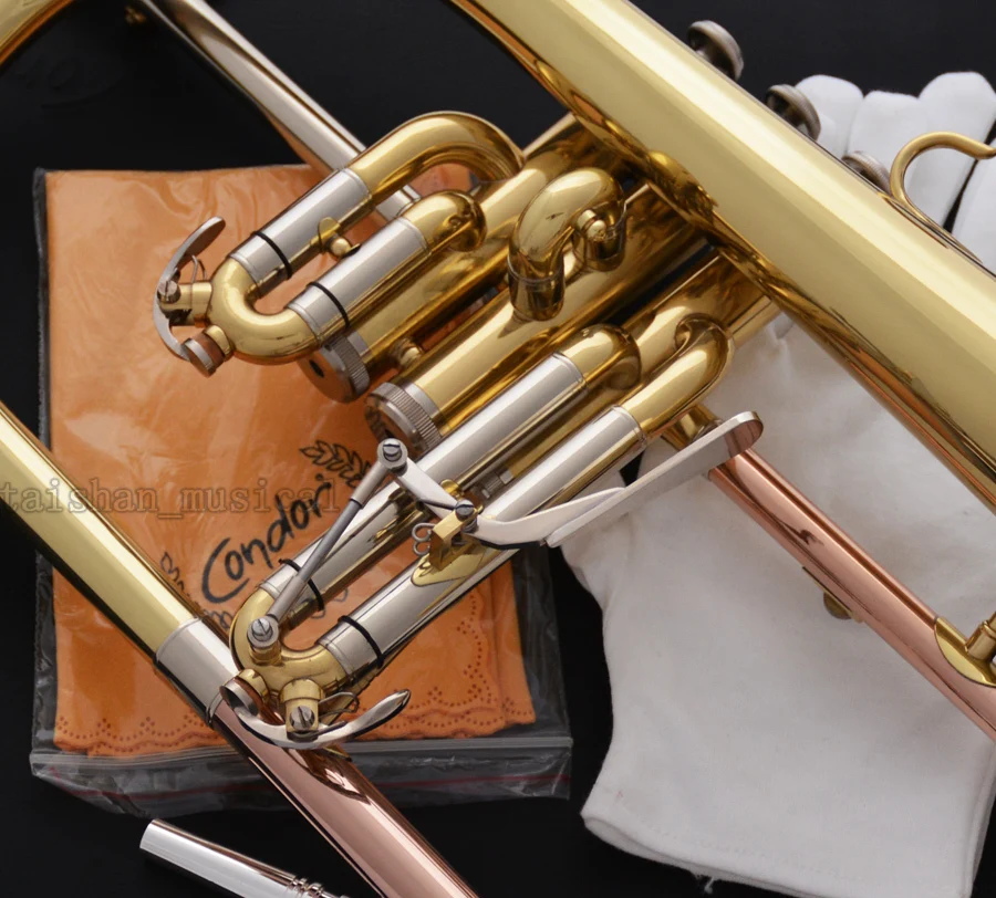 High quality Professional Golden Flugelhorn Monel Valve Bb FLUGEL HORN 2-Mouth canvas Case