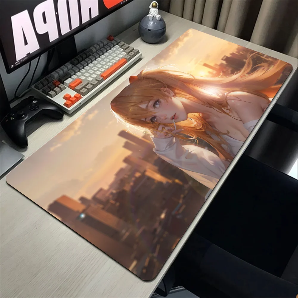 E-EVA Soryu Asuka Langley Mousepad Mouse Mat Desk Mat With Pad Gaming Accessories Prime Gaming XXL Keyboard Pad Padding Mat