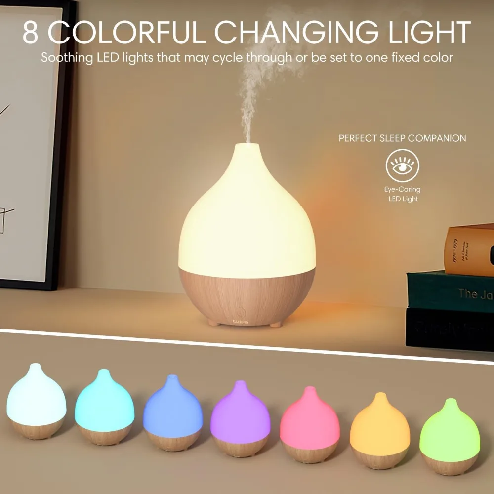 Essential Oil Diffuser Set of 2, 100ml Aromatherapy Diffuser with Auto Shut-Off, Ultrasonic Cool Mist Humidifier, Warm White Light, for Home Office