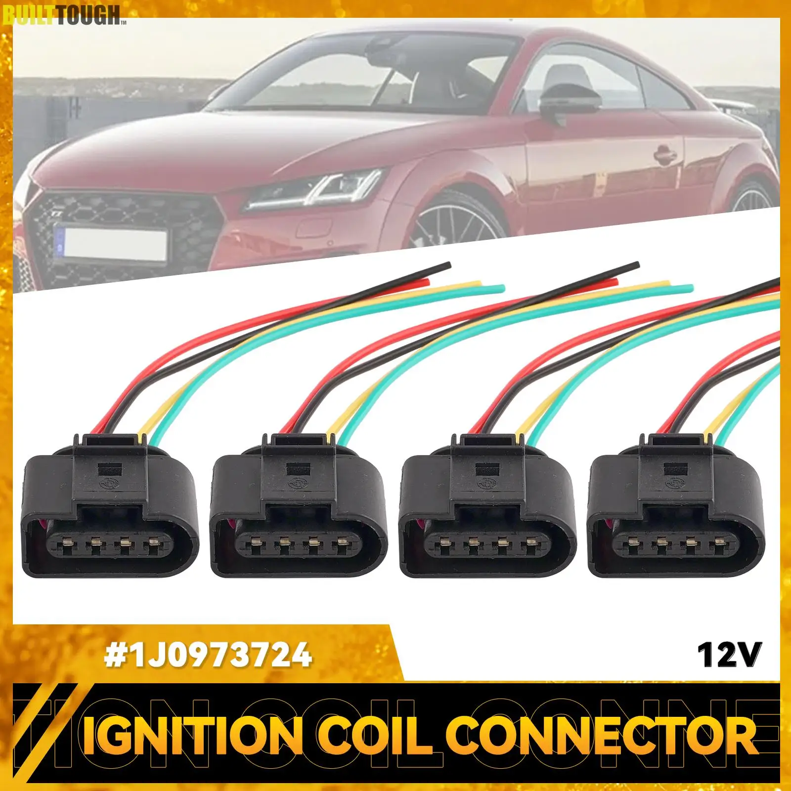 4PCS 4 Wire Ignition Coil Repair Connector Pigtail Harness Wiring 1J0973724 For VW MK5 MK6 Jetta Rabbit Golf Audi A4 SKODA SEAT