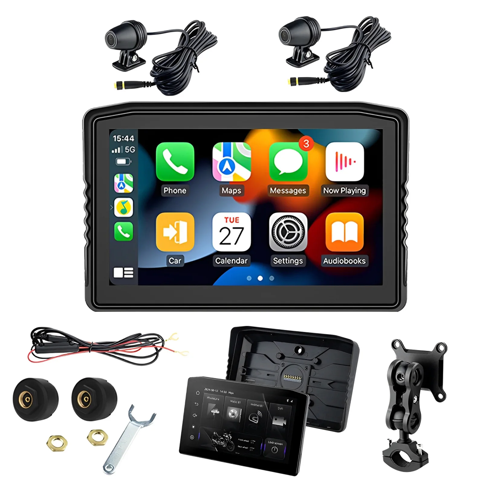 

6.25inch Motorcyle Dual Camera Dash Cam Double Bluetooth Anti-Theft Motorcyle Dash Cam Support Wireless Carplay & Android Auto