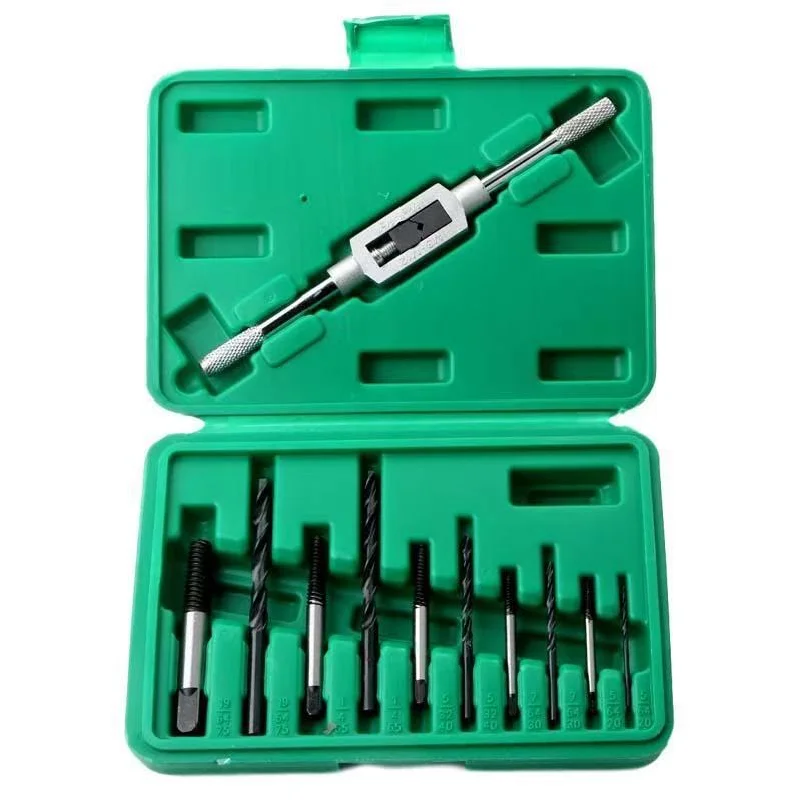 

11pcs Set Coarse Thread Screw Extractor Twist Drill Tap Wrench Set Broken Head Sliding Thread Screw Extractor