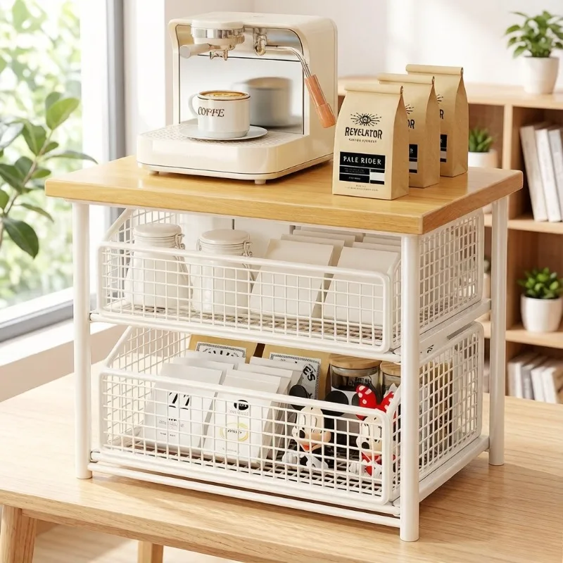

Multi-Layer Coffee Machine Riser Stand, Desktop Tea Station Storage Rack for Home Dining Side