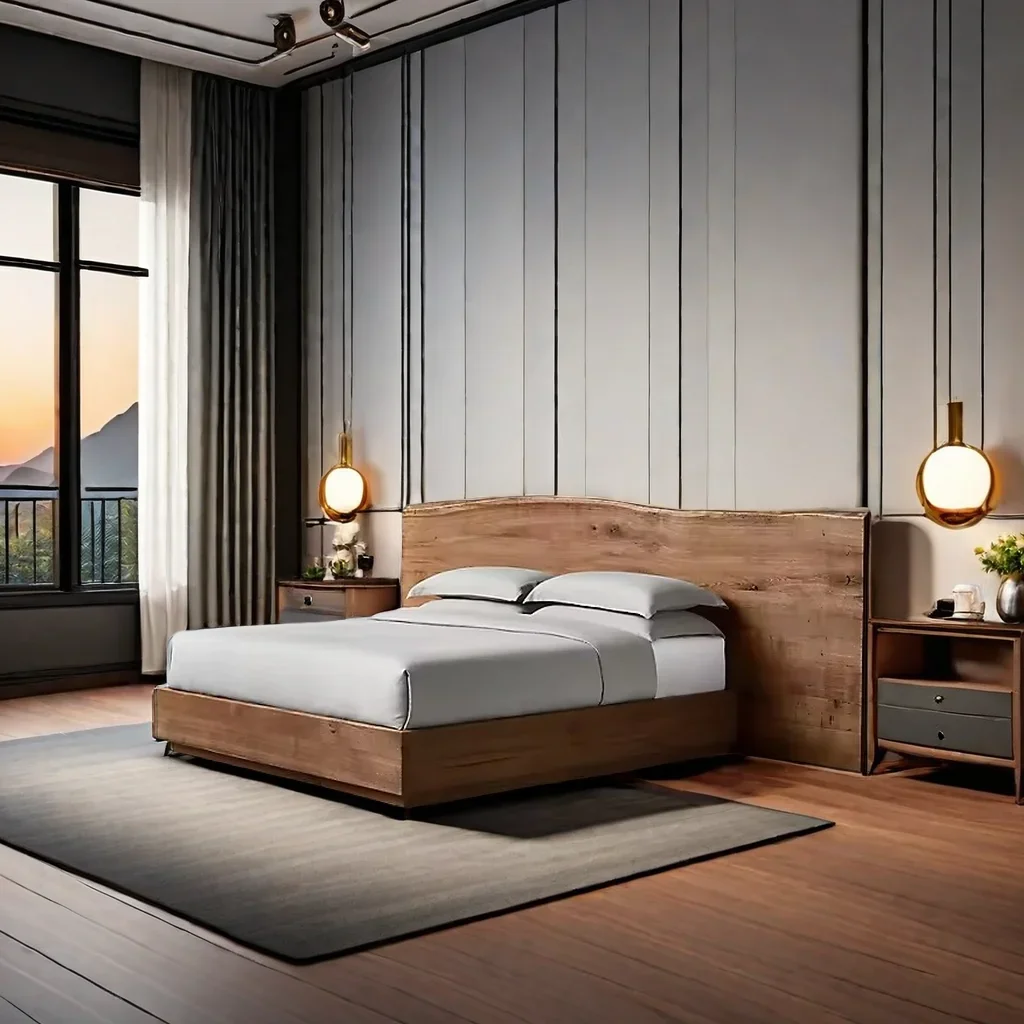 

Modern Bed Customized Hotel Bedroom Furniture Different Sizes Solid Oak Wooden Beds