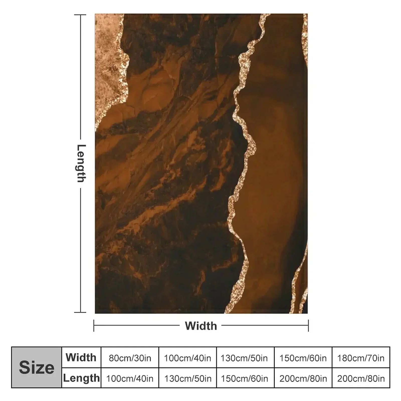 Abstract Chocolate Brown & Gold Modern Geode Agate Design Throw Blanket couch cozy soft plush fuzzy picnic outdoor blanket